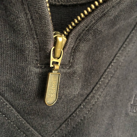 Hugo Boss Quarter Zip Navy Sweatshirt - Men’s Sz M - Picture 5 of 9